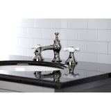 Vintage Two-Handle 3-Hole Deck Mount Widespread Bathroom Faucet with Brass Pop-Up Drain