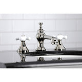 Vintage Two-Handle 3-Hole Deck Mount Widespread Bathroom Faucet with Brass Pop-Up Drain