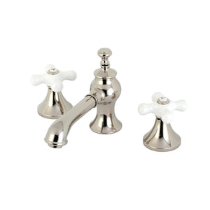 Vintage Two-Handle 3-Hole Deck Mount Widespread Bathroom Faucet with Brass Pop-Up