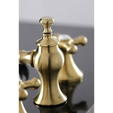 Vintage Two-Handle 3-Hole Deck Mount Widespread Bathroom Faucet with Brass Pop-Up