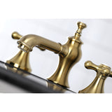 Vintage Two-Handle 3-Hole Deck Mount Widespread Bathroom Faucet with Brass Pop-Up