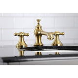 Vintage Two-Handle 3-Hole Deck Mount Widespread Bathroom Faucet with Brass Pop-Up