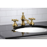 Vintage Two-Handle 3-Hole Deck Mount Widespread Bathroom Faucet with Brass Pop-Up