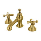 Vintage Two-Handle 3-Hole Deck Mount Widespread Bathroom Faucet with Brass Pop-Up