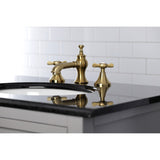 Essex Two-Handle 3-Hole Deck Mount Widespread Bathroom Faucet with Brass Pop-Up Drain