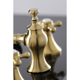 English Country Two-Handle 3-Hole Deck Mount Widespread Bathroom Faucet with Brass Pop-Up