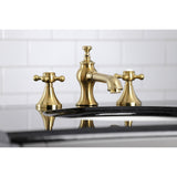 English Country Two-Handle 3-Hole Deck Mount Widespread Bathroom Faucet with Brass Pop-Up