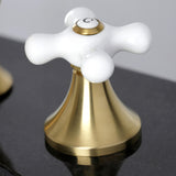 Vintage Two-Handle 3-Hole Deck Mount Widespread Bathroom Faucet with Brass Pop-Up Drain