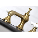 Vintage Two-Handle 3-Hole Deck Mount Widespread Bathroom Faucet with Brass Pop-Up Drain
