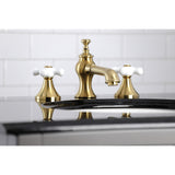 Vintage Two-Handle 3-Hole Deck Mount Widespread Bathroom Faucet with Brass Pop-Up Drain