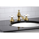 Vintage Two-Handle 3-Hole Deck Mount Widespread Bathroom Faucet with Brass Pop-Up Drain
