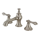 Vintage Two-Handle 3-Hole Deck Mount Widespread Bathroom Faucet with Brass Pop-Up