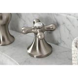 Vintage Two-Handle 3-Hole Deck Mount Widespread Bathroom Faucet with Brass Pop-Up