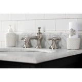 Vintage Two-Handle 3-Hole Deck Mount Widespread Bathroom Faucet with Brass Pop-Up