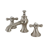 Vintage Two-Handle 3-Hole Deck Mount Widespread Bathroom Faucet with Brass Pop-Up
