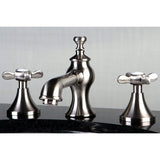 Essex Two-Handle 3-Hole Deck Mount Widespread Bathroom Faucet with Brass Pop-Up Drain