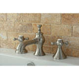 English Country Two-Handle 3-Hole Deck Mount Widespread Bathroom Faucet with Brass Pop-Up