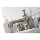 Vintage Two-Handle 3-Hole Deck Mount Widespread Bathroom Faucet with Brass Pop-Up Drain