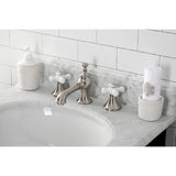 Vintage Two-Handle 3-Hole Deck Mount Widespread Bathroom Faucet with Brass Pop-Up Drain