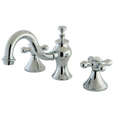 Vintage Two-Handle 3-Hole Deck Mount Widespread Bathroom Faucet with Brass Pop-Up