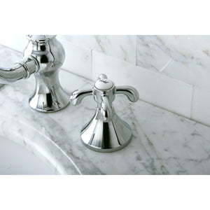 French Country Two-Handle 3-Hole Deck Mount Widespread Bathroom Faucet with Brass Pop-Up