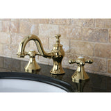 Vintage Two-Handle 3-Hole Deck Mount Widespread Bathroom Faucet with Brass Pop-Up
