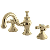 Vintage Two-Handle 3-Hole Deck Mount Widespread Bathroom Faucet with Brass Pop-Up