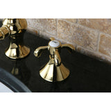 French Country Two-Handle 3-Hole Deck Mount Widespread Bathroom Faucet with Brass Pop-Up