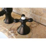 Vintage Two-Handle 3-Hole Deck Mount Widespread Bathroom Faucet with Brass Pop-Up