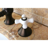Two-Handle 3-Hole Deck Mount Widespread Bathroom Faucet with Brass Pop-Up