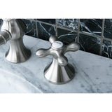 Vintage Two-Handle 3-Hole Deck Mount Widespread Bathroom Faucet with Brass Pop-Up