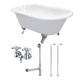 Aqua Eden 54-Inch Cast Iron Oval Rectangular Roll Top Clawfoot Tub with Faucet Drain and Supply Lines Combo