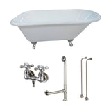 Aqua Eden 54-Inch Cast Iron Roll Top Clawfoot Tub Combo with Faucet and Supply Lines