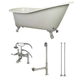 Aqua Eden 62-Inch Cast Iron Single Slipper Clawfoot Tub Combo with Faucet and Supply Lines