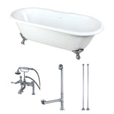 Aqua Eden 66-Inch Cast Iron Double Ended Clawfoot Tub Combo with Faucet and Supply Lines