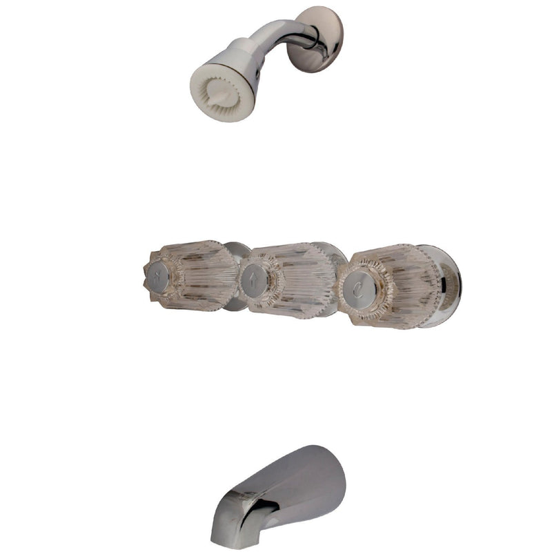 Triple-Handle Tub and Shower Faucet