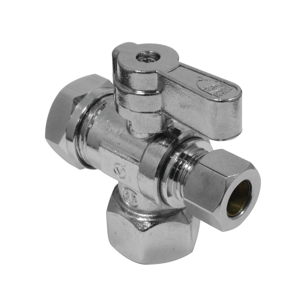 1/2-Inch Fip X 3/8-Inch OD Comp X 1/2 and 7/6-Inch OD Slip Joint Quarter-Turn Angle Stop Valve