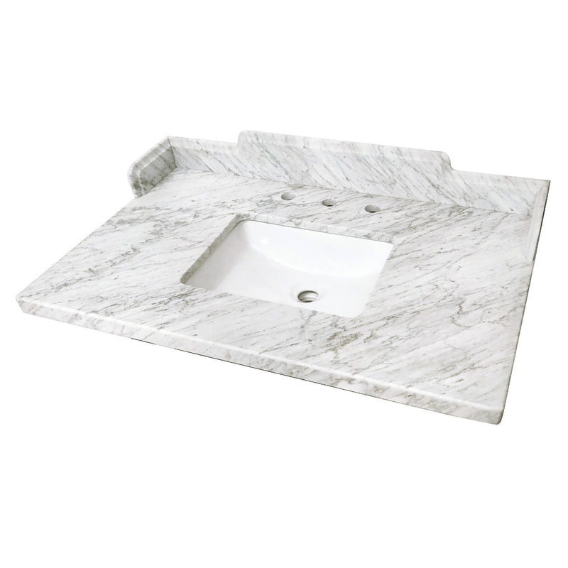 Pemberton 36-Inch Carrara Marble Vanity Sink Top (8" Faucet Drillings)