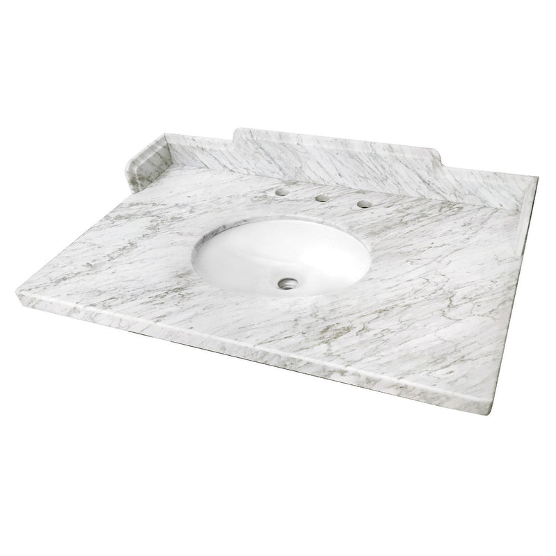 Pemberton 36-Inch Carrara Marble Vanity Sink Top (8" Faucet Drillings)