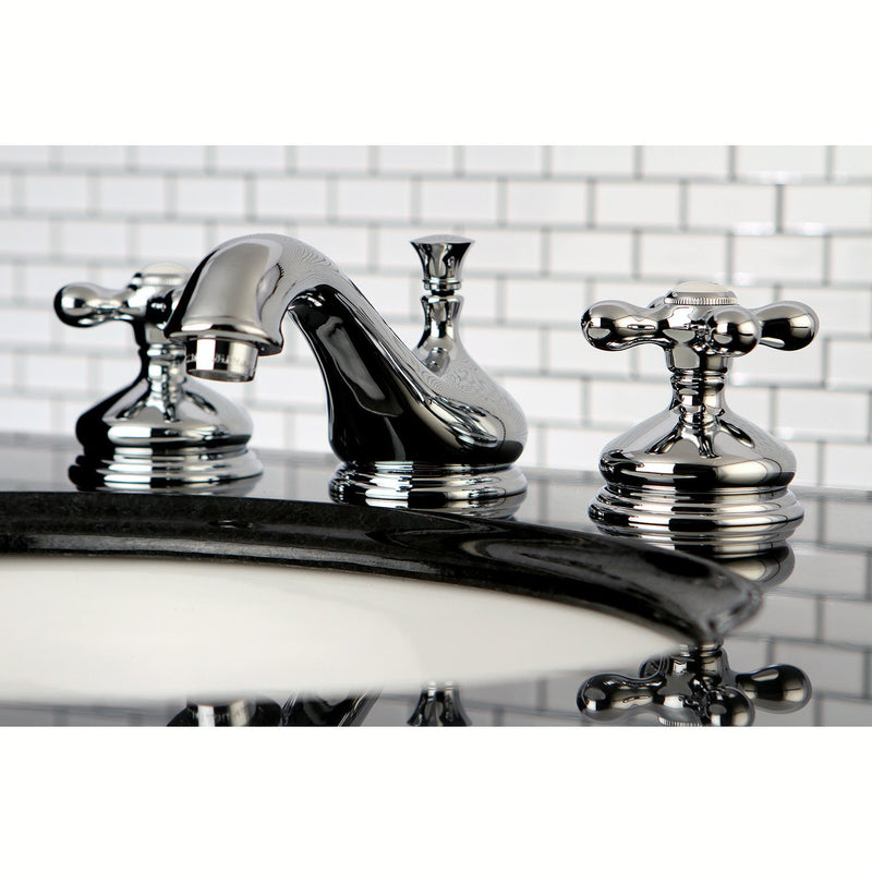 Heritage Two-Handle 3-Hole Deck Mount Widespread Bathroom Faucet with Brass Pop-Up Drain