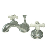 Heritage Two-Handle 3-Hole Deck Mount Widespread Bathroom Faucet with Brass Pop-Up Drain