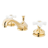 Heritage Two-Handle 3-Hole Deck Mount Widespread Bathroom Faucet with Brass Pop-Up Drain