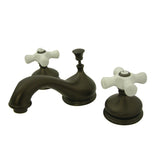 Heritage Two-Handle 3-Hole Deck Mount Widespread Bathroom Faucet with Brass Pop-Up Drain