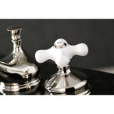 Heritage Two-Handle 3-Hole Deck Mount Widespread Bathroom Faucet with Brass Pop-Up Drain