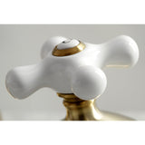 Heritage Two-Handle 3-Hole Deck Mount Widespread Bathroom Faucet with Brass Pop-Up Drain