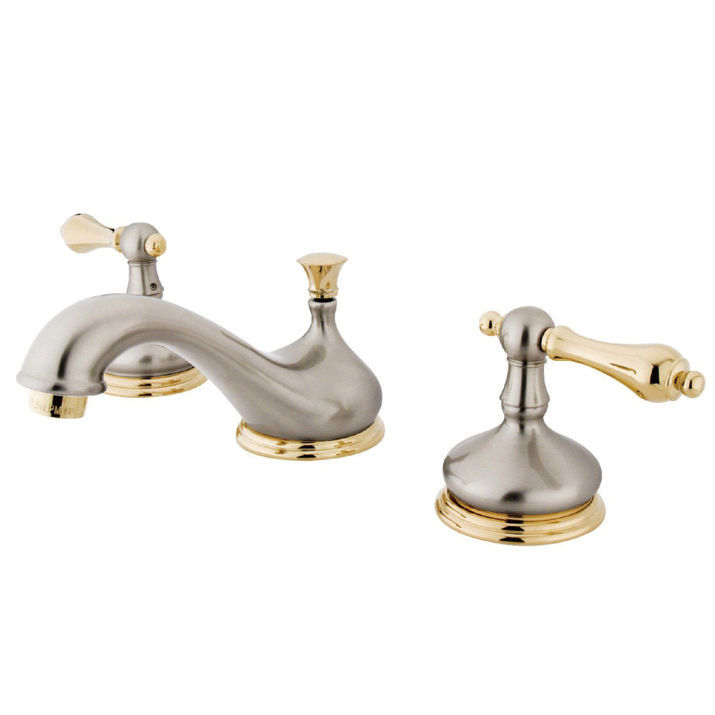 Heritage Two-Handle 3-Hole Deck Mount Widespread Bathroom Faucet with Plastic Pop-Up