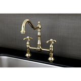 French Country Two-Handle 2-Hole Deck Mount Bridge Kitchen Faucet