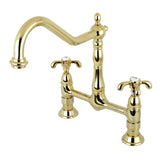 French Country Two-Handle 2-Hole Deck Mount Bridge Kitchen Faucet