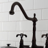 French Country Two-Handle 2-Hole Deck Mount Bridge Kitchen Faucet