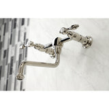 Tudor Two-Handle 2-Hole Wall Mount Bathroom Faucet